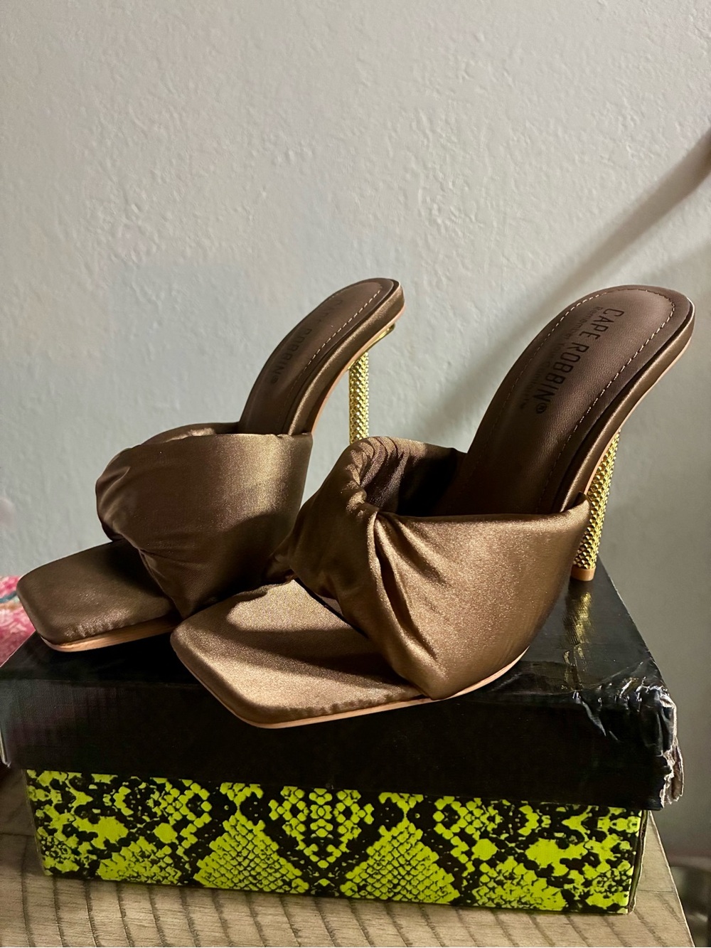 Brown Satin Heels